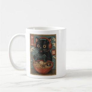 Mug Mignon Chat de Joueur Kawaii Drôle Ramen Rétro Jap