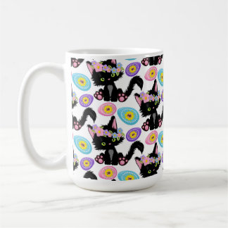 MUG MIGNON CHATON DE PÂQUES NOIR AVEC ŒUFS DE PÂQUES
