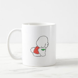Mug Mignon Chien Blanc Fluffy Dessiné à la Main en Gil
