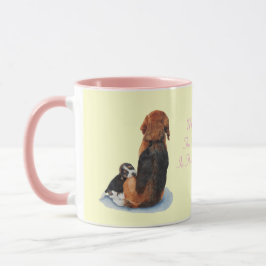 Mug mignon chiot beagle bouddling maman chien avec slo