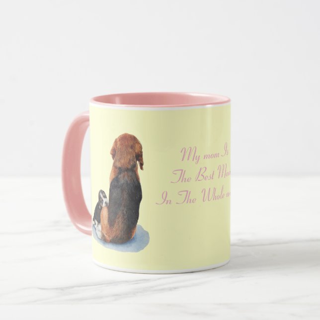 Mug mignon chiot beagle bouddling maman chien avec slo (Devant gauche)