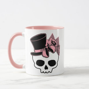 Mug Mignon Crâne avec chapeau Rose rose Bow