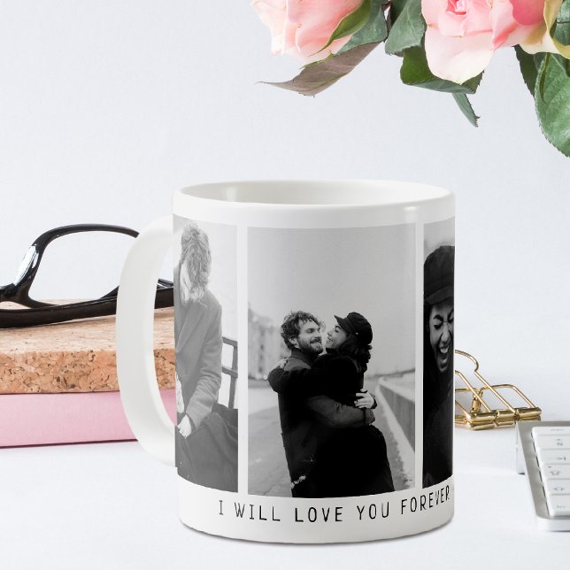 Mug Mignon 'Je t'aimerai pour toujours' Photo Collage (Créateur téléchargé)