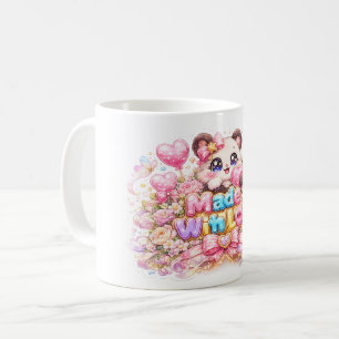 Mug Mignon Kawaii Fabriqué Avec Amour Chat Nom Pastel 