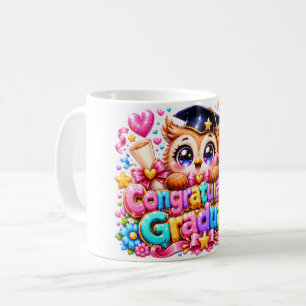 Mug Mignon Kawaii Félicitations Diplômé Hibou Pastel P