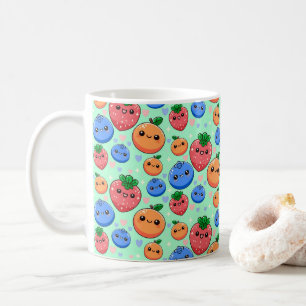 Mug Mignon Kawaii Vert Orange Bleu Fruit