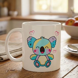 Mug Mignon koala bébé Kawaii souriant avec des cœurs d