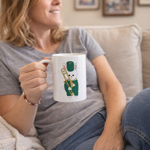 Mug Mignon lapin de fanfare au trombone vert et or