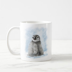 Mug 	Mignon poussin de pingouin dans la neige dessin a