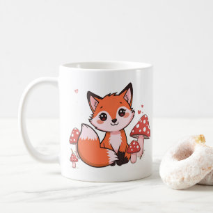 Mug Mignon Ren Kawaii avec des Champignons Illustratio