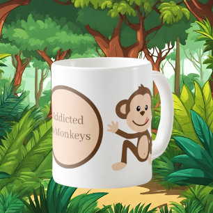 Mug mignon singe accro ajouter du texte