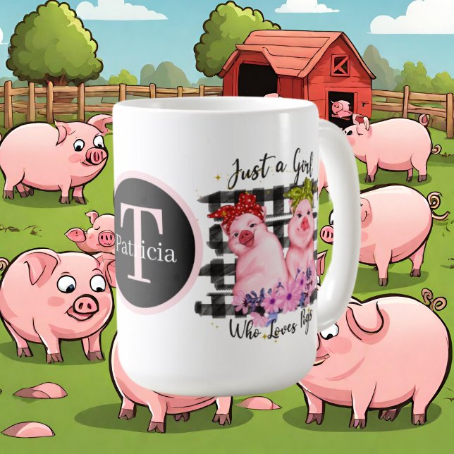 Mug mignonette amatrice de porc fille ajouter monogram (Créateur téléchargé)