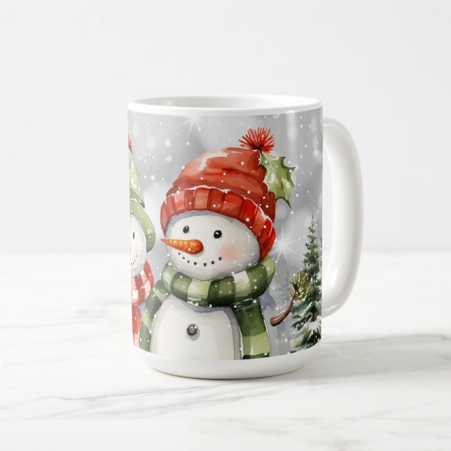 Mug Mignonne Aquarelle Neiges Noël hiver vacances (Devant droit)