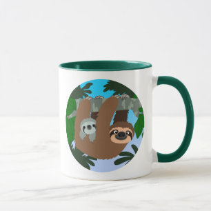 Mug Mignonne Cartoon Mère Sloth Et Bébé