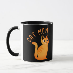Mug Mignonne chatte tigrée moderne maman noire orange 