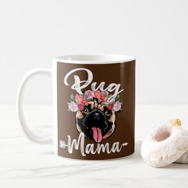 Mug Mignonne Chien Maman Fête des Mères Carlin Mama Fl (Avec donut)