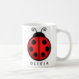 Mug Mignonne coccinelle rouge personnalisée avec nom -