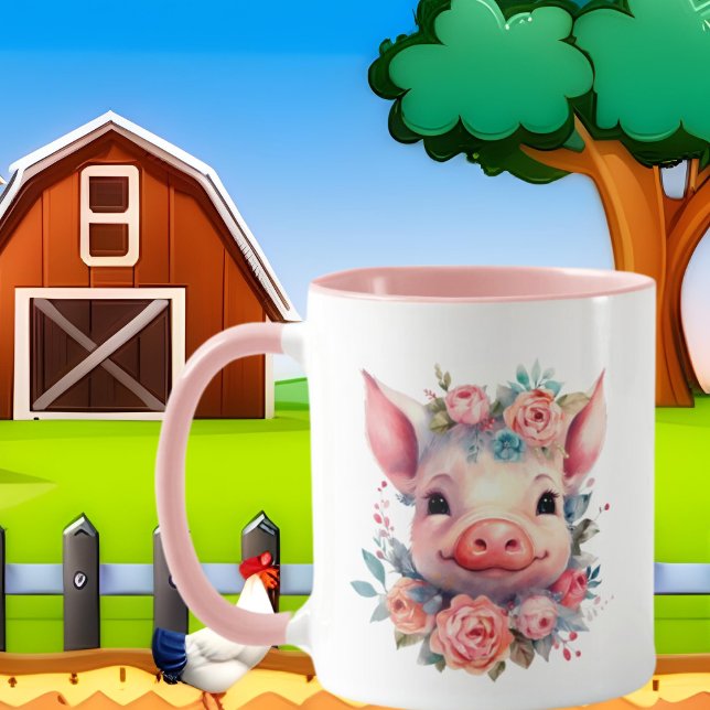 Mug mignonne dame de porc fou ajouter du texte (Créateur téléchargé)