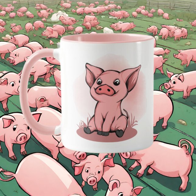 Mug mignonne dame de porc fou ajouter du texte (Créateur téléchargé)