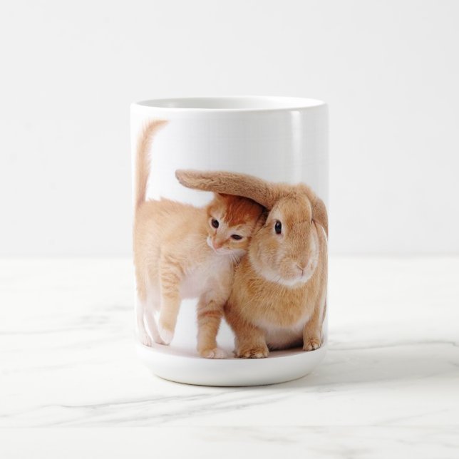 Mug mignonne_drôle_animaux_8 chaton lapin lapin amis (Centre)