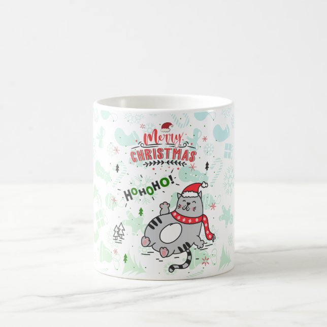 Mug Mignonne et drôle Chat Noël joyeuses Salutations (Centre)