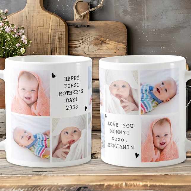 Mug Mignonne Fête des Mères Collage photo personnalisé (Créateur téléchargé)