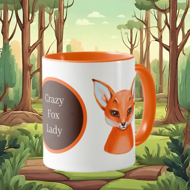 Mug mignonne folle fox dame ajouter du texte (Créateur téléchargé)