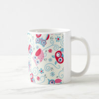 mignonne girly drôles visages hiboux fleurs tourbi