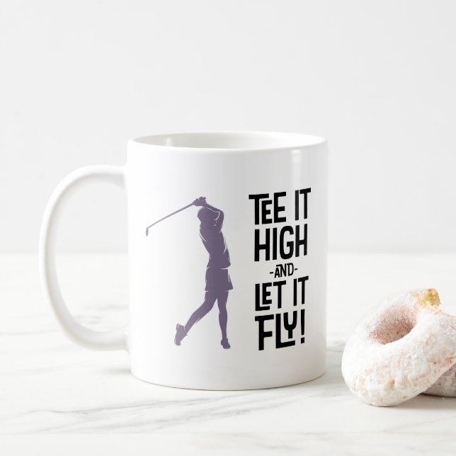 Mug Mignonne Golf Tee Drôle Humour Sports Purple Black (Avec donut)