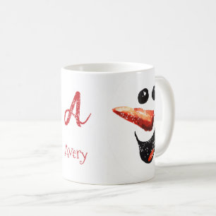 Mug Mignonne Il neige Bold Snowman Nom visage Monogram
