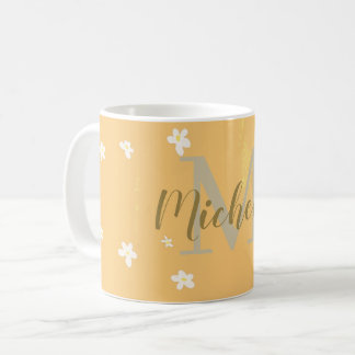 Mug Mignonne Jaune Aesthétique Marguerites Fille Monog