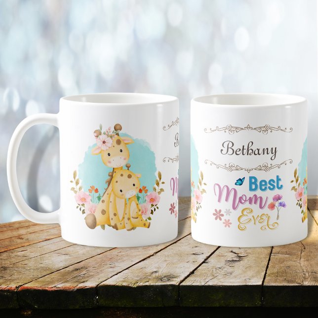 Mug Mignonne Maman Baby Giraffes Meilleure Maman Jamai (Créateur téléchargé)