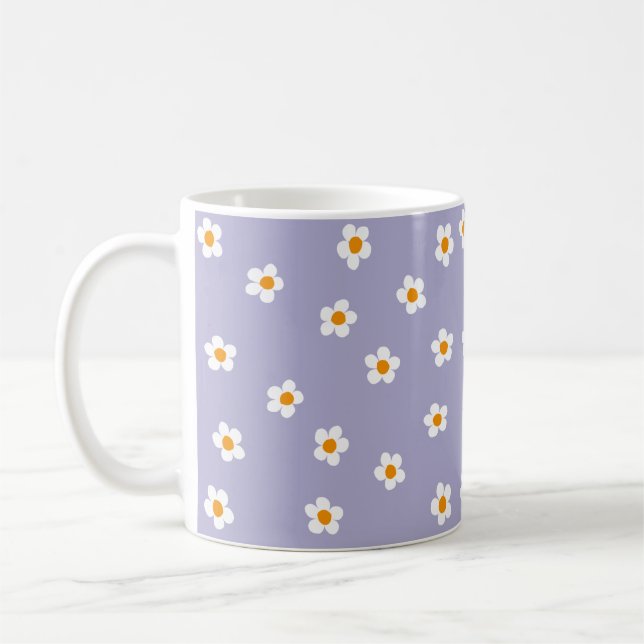 Mug Mignonne moderne Motif de marguerite violet  (Gauche)