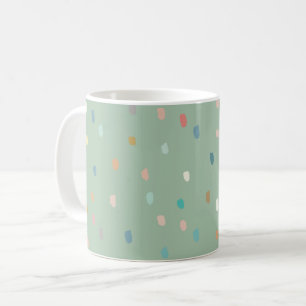 Mug Mignonne Multicolor Motif Dotty Sur Sage Green