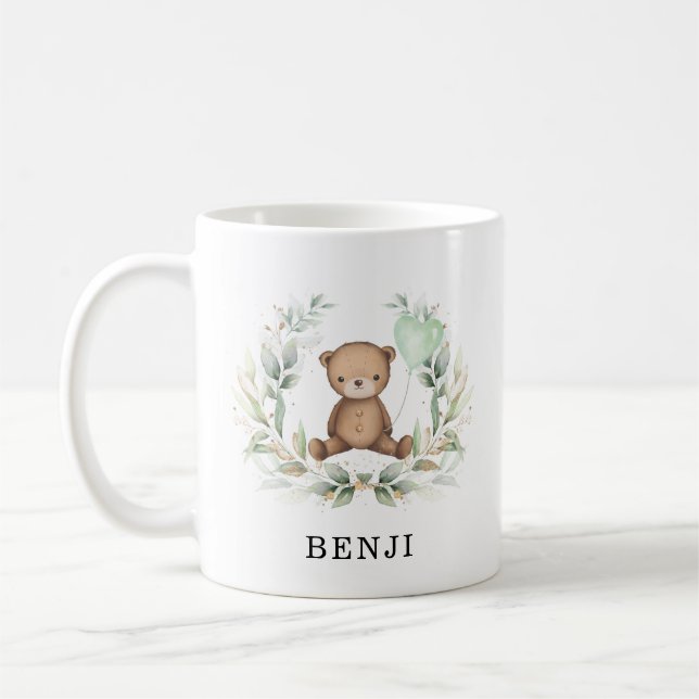 Mug Mignonne Ours Teddy Eucalyptus Vert Nom de la cour (Gauche)