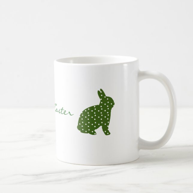 Mug Mignonne Pâques lapin vert olive avec taches blanc (Droite)