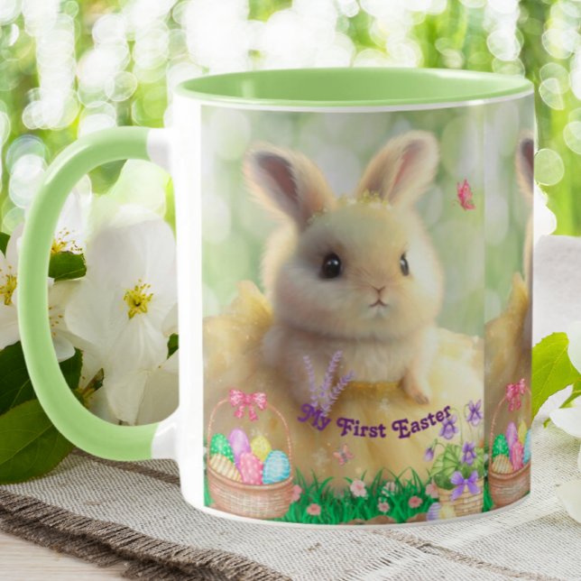 Mug Mignonne robe jaune lapin Première Pâques Personna (Créateur téléchargé)