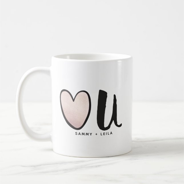 Mug Mignonne Rose Gold Heart Vous Saint Valentin (Gauche)