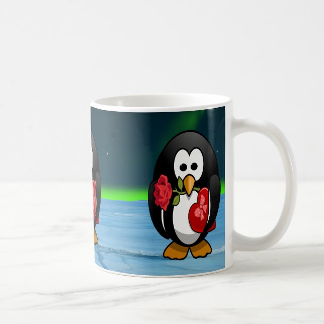 Mug Mignonne Saint Valentin Pingouin Drôle Drôle Carto (Droite)