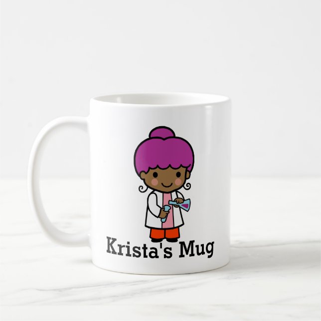 Mug Mignonne scientifique / Fille chimiste avec flacon (Gauche)