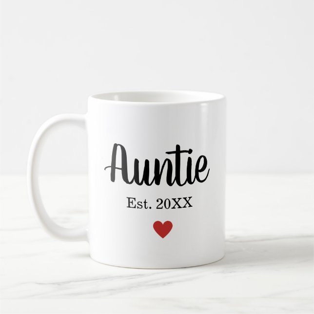 Mug Mignonne Tante Année de fondation Petit Coeur Roug (Gauche)