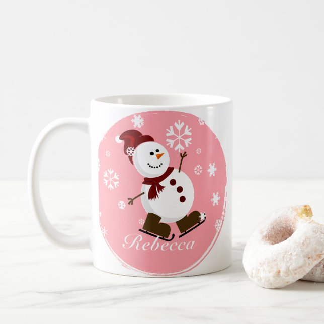 Mug Mignonne Xmas personnalisé Snowman (Avec donut)