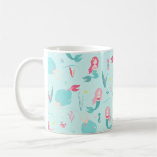 Mug Mignonnes sirènes rose et turquoise Motif