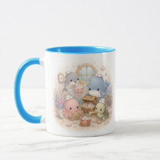 Mug Mignons Animaux Océaniques Kawaii Sous la Mer Deux
