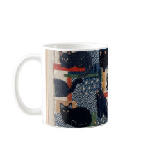 Mignons chats noirs japonais patchwork