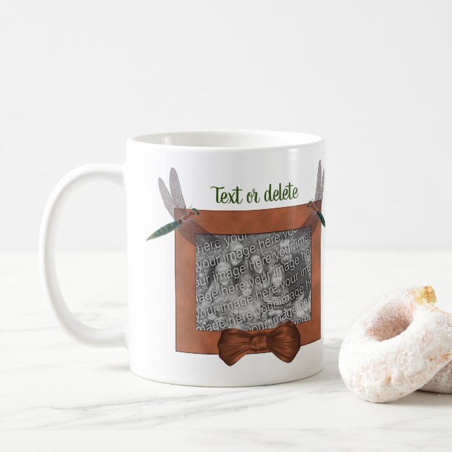 Mug Mignons libellules Cadre photo personnalisé (Avec donut)