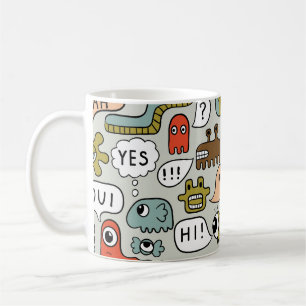 Mug Mignons monstres de dessin : Arrière - plan sans c