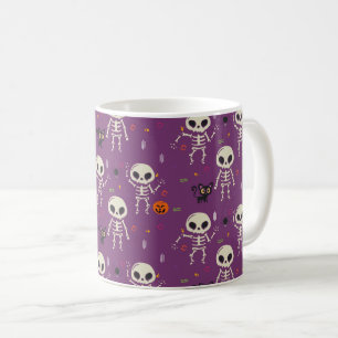 Mug Mignons squelettes motif Halloween violet