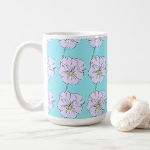 Mug Mikitiez bleu minuscule motif de fleurs blanches
