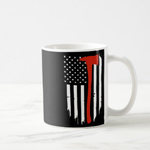 Mug Mince Red Line Ax American Flag Patriot Pompier